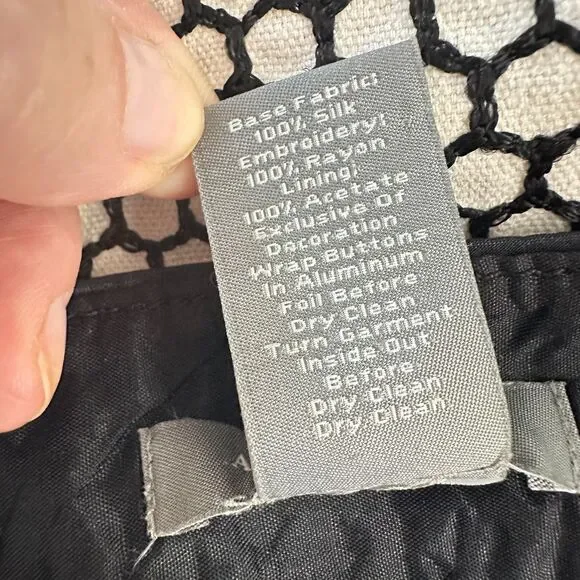 Ann Taylor Skirt Women 8 Petite Black White Silk Classic Boho Academia Corpcore - Picture 3 of 9